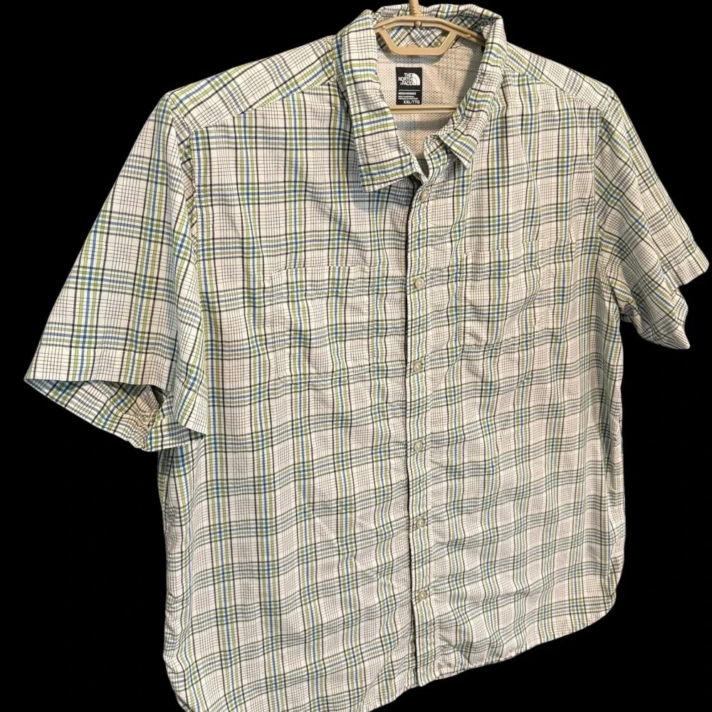 The North Face Mens Plaid Short Sleeve Button Down Hiking‎ Shirt XXL Fishing